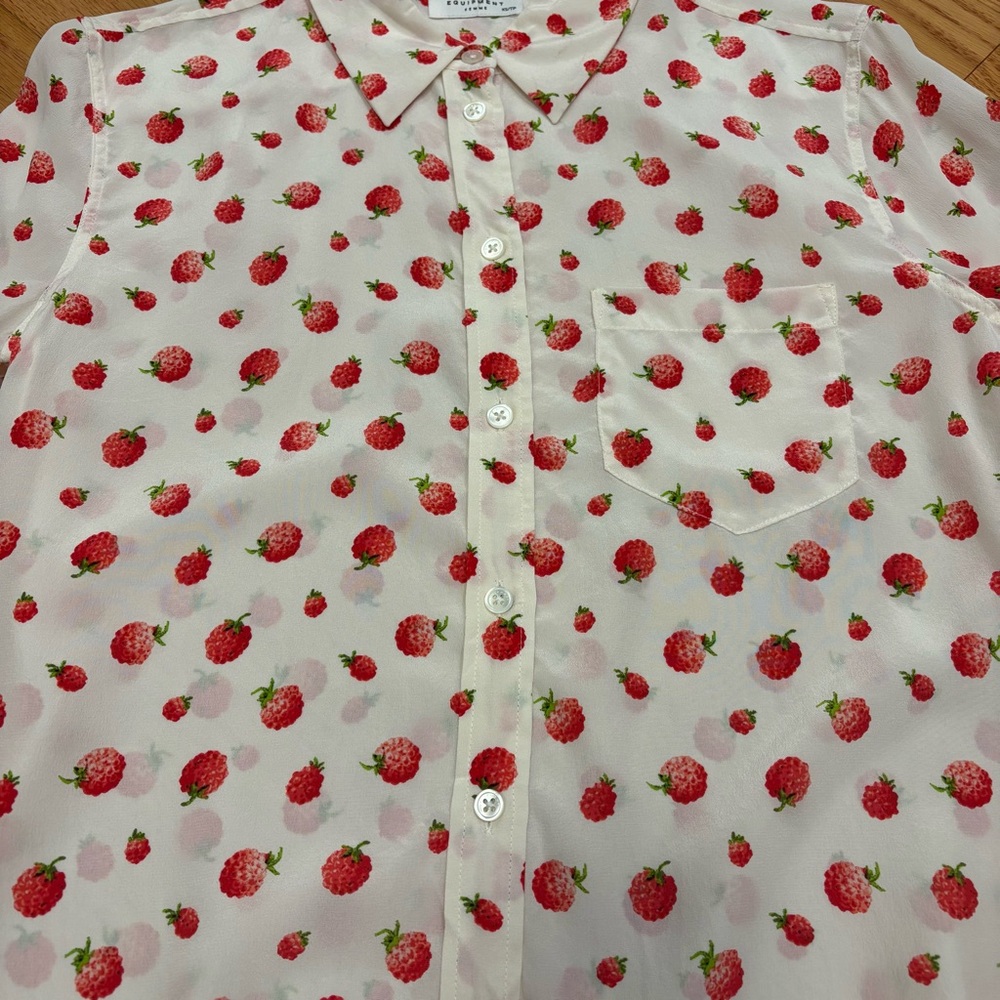 Equipment Reese Raspberry Print Silk Blouse - Picture 7 of 15